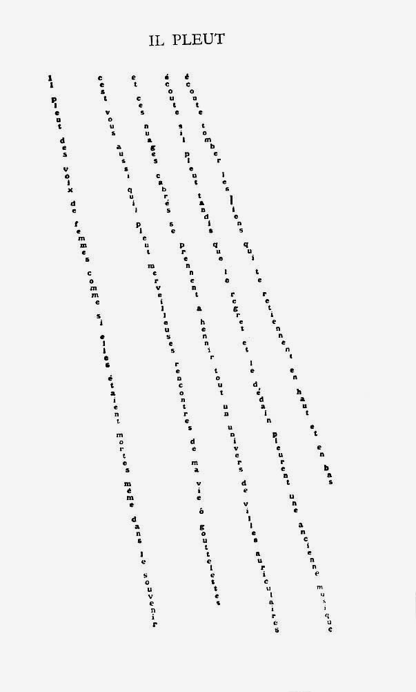 Guillaume Apollinaire Il pleut 1918